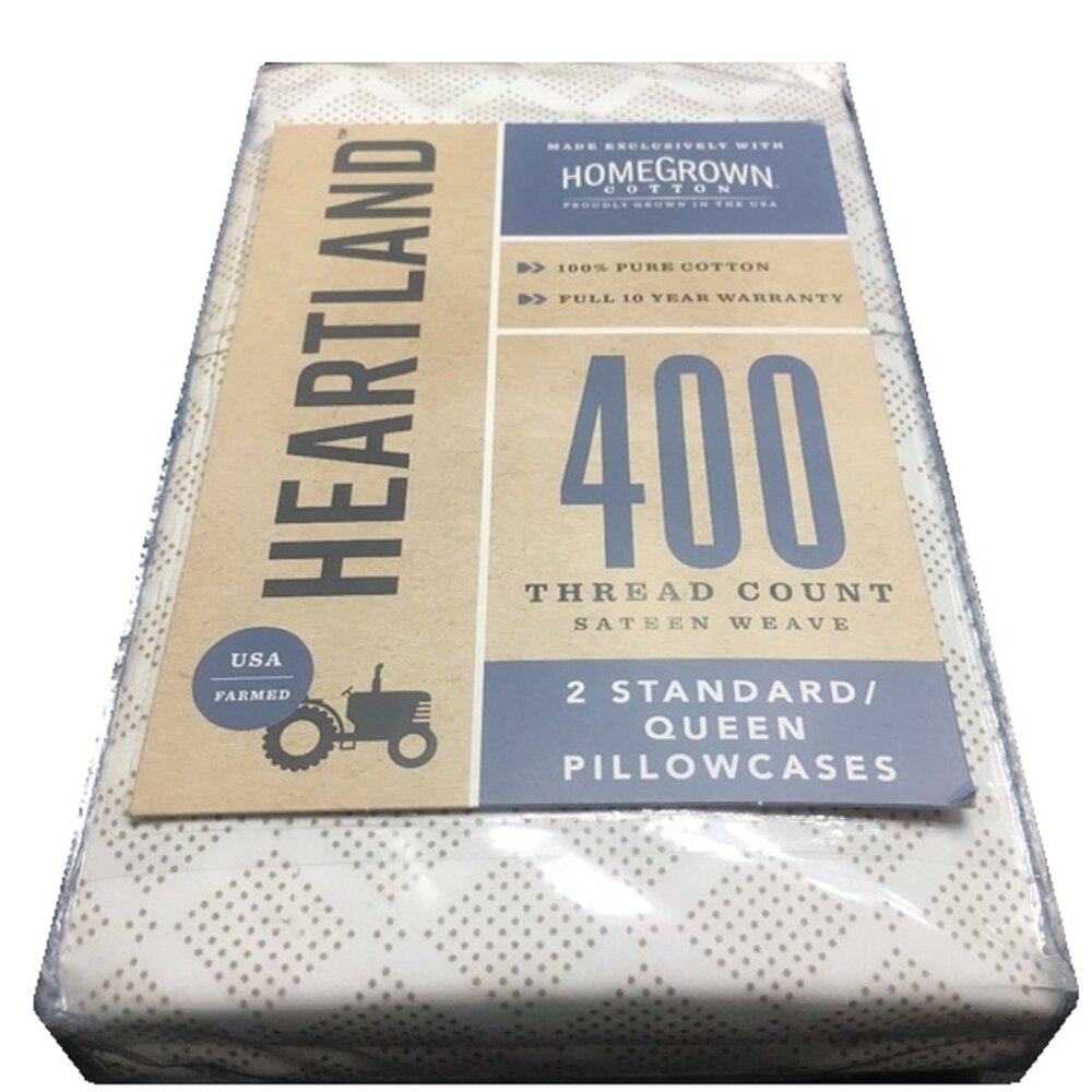 TAN DIAMOND DOT Heartland 400 TC 100% Cotton Sateen STANDARD QUEEN Pillowcases